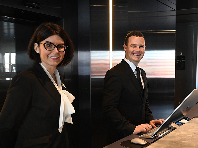 Reception staff on the Scenic Eclipse